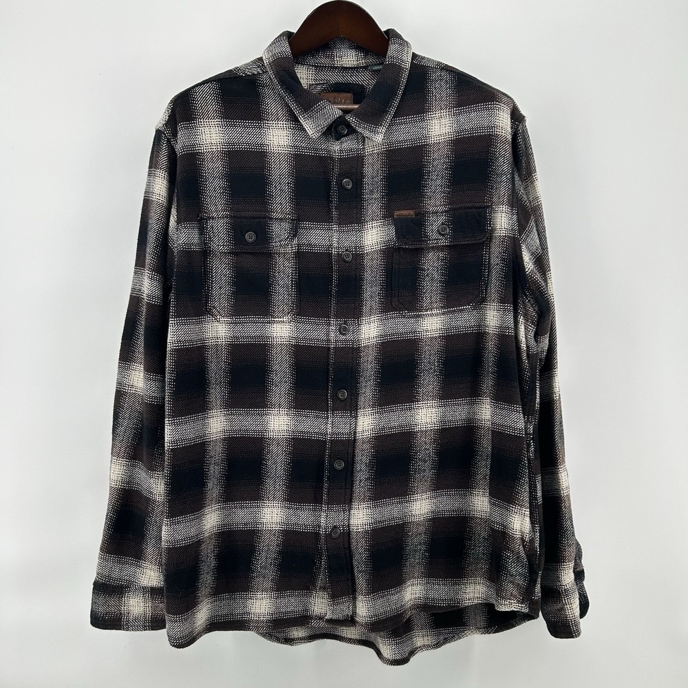 Orvis Big Bear Flannel Shacket Mens 2XL Brown Plaid Heavyweight Shirt Lumberjack